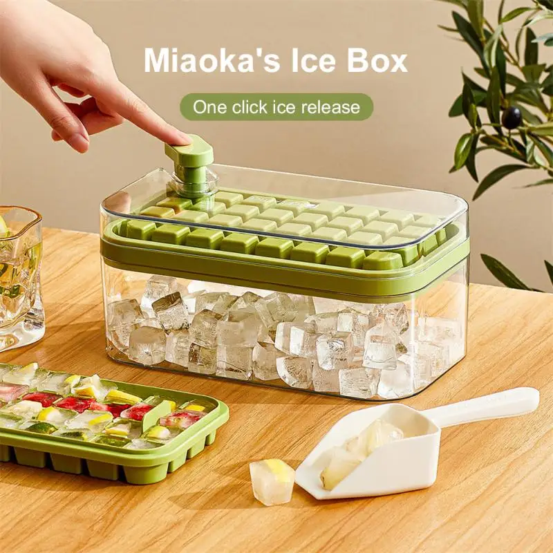 

32 Grid Silicone Ice Cube Tray Mould With Lid Shovel Storage Box Remove With One Click Ice Maker DIY Whiskey Cocktail Tools