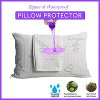 1pc  Waterproof Pillow Protector Covers Bamboo Pillow Cover  Allergy Dust & Mite Proof Zippered Pillowcase 1