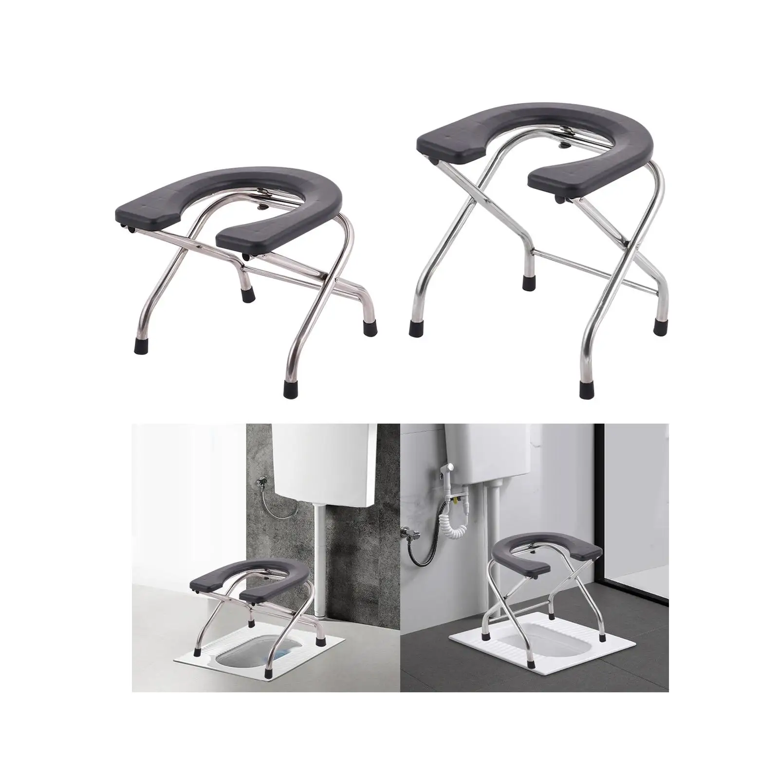 Seniors Folding Toilet Seat Shower Chair Strong Bearing Capacity Quality Easy to 3