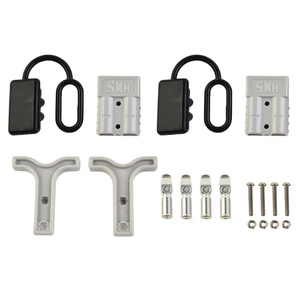 2 Pair Anderson Style Plug Connectors 50 AMP T Handle Dust Cap Cover Solar Connector Dust Cover Battery Plug 6-12 Gauge Wire