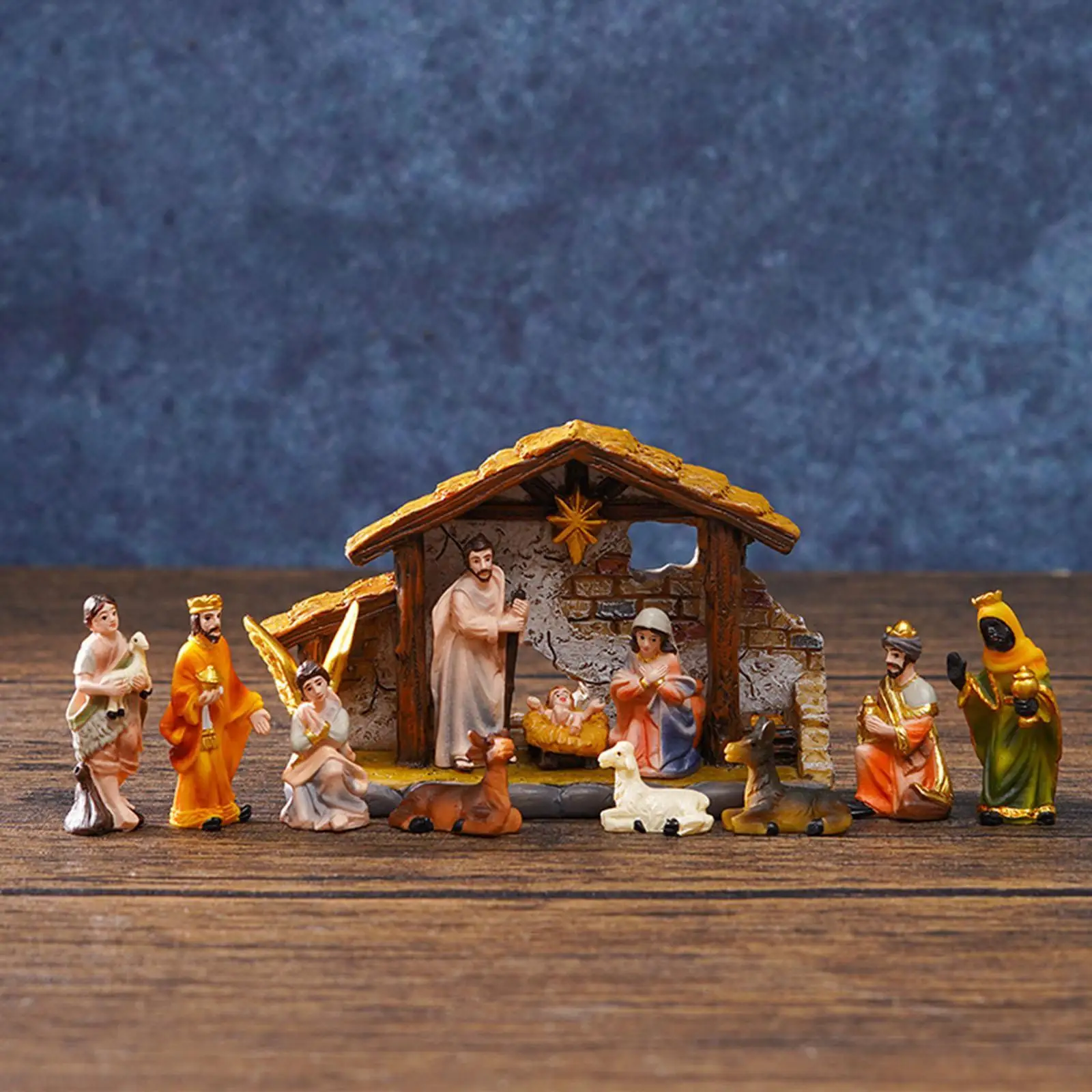 Christmas Nativity Scene Set Handmade Decorative Xmas Statue, Tabletop Decoration for Office, Desk Christmas Nativity Scene Set Handmade Decorative Xmas Statue, Tabletop Decoration for Office, Desk