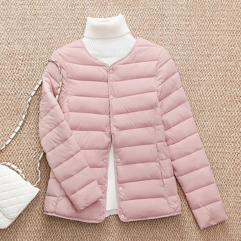 2024 New  Women Cotton Jacket Autumn Winter Ultra Light Parkas Down Cotton Jacket Casual Short Warm Portable Female Padded Coat