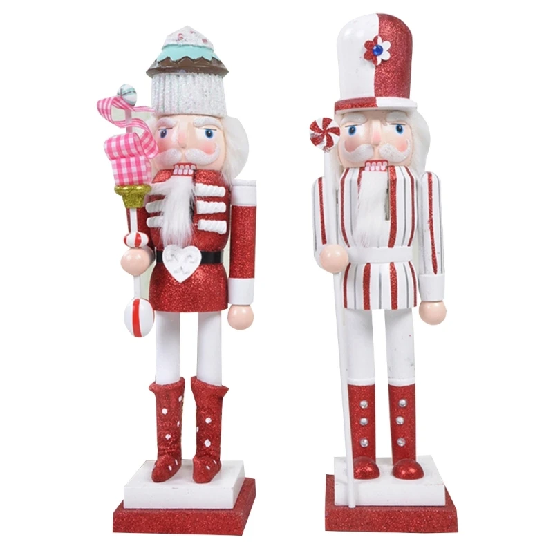 

38cm Christmas Nutcrackers Puppet Wood Hand Painted Cake Soldier Figurine Ornaments Home Decorations New Year Gift