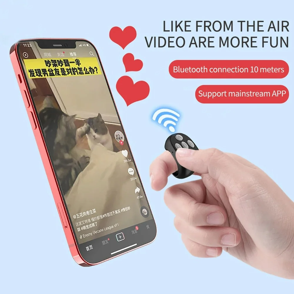 Bluetooth Tiktok Remote Control Ring Gadget Flipping Selfie Fingertip Controller Give Likes 4 Buttons 10m for IPhone Xiaomi