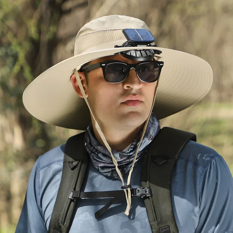 Fan hat, summer outdoor male, solar energy rechargeable, strong wind cool hat, cooling, shading, sun protection, fishing hat