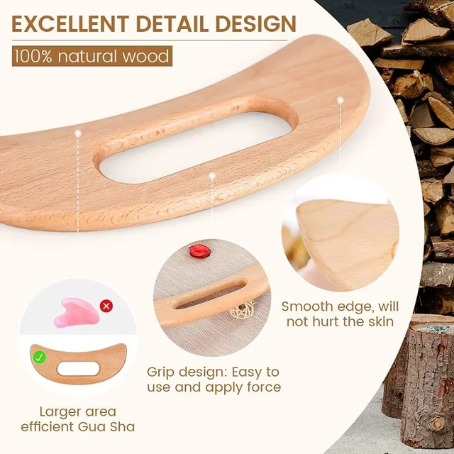 Body Gua Sha Tool Wooden Lymphatic Drainage Tool for Anti Cellulite and Relieve Muscle Fatigue Massage Tools for Neck Back 5