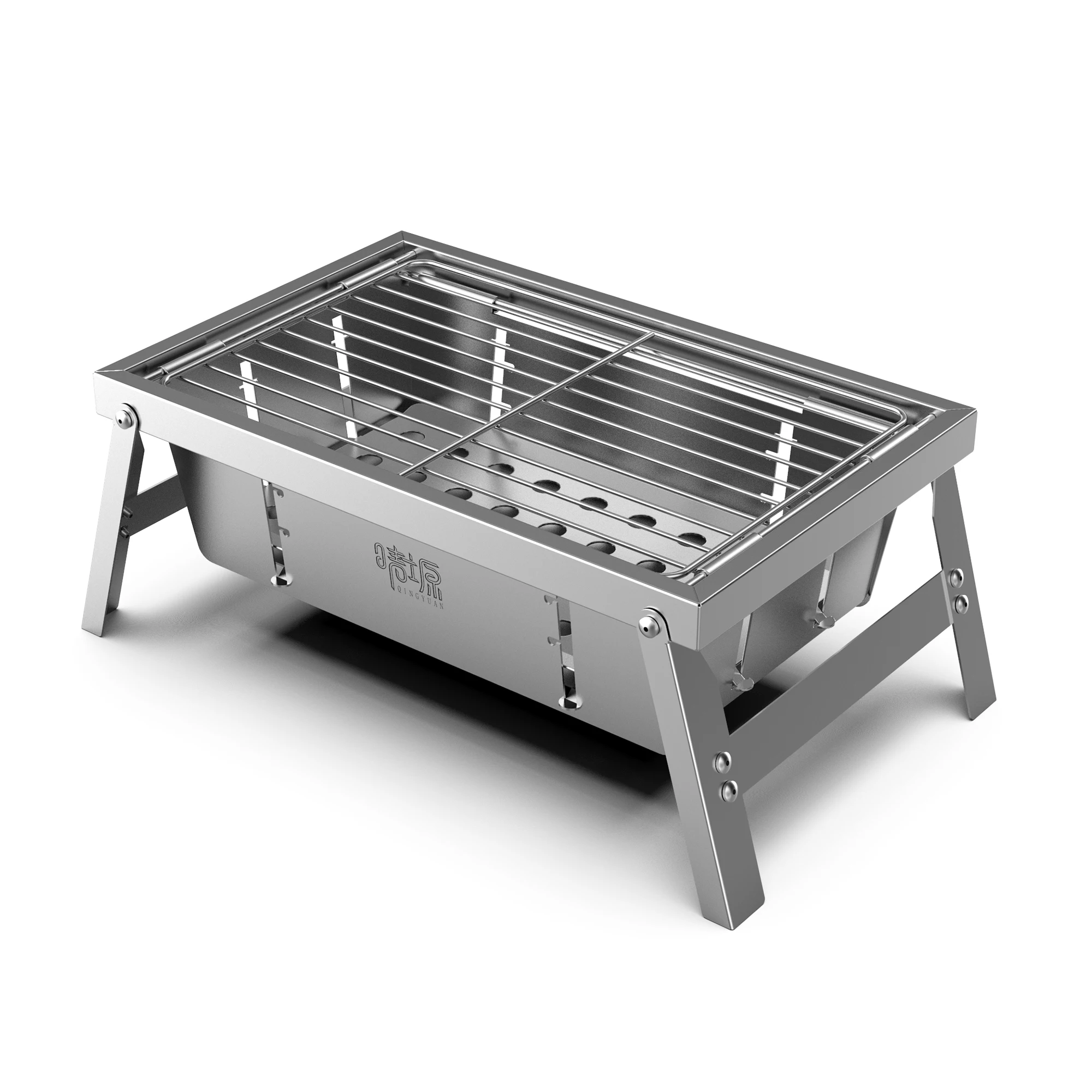 캠핑용 스테인리스 스틸 그릴 스토브, 휴대용 야외 숯불, 접이식 BBQ 나무 스토브, 피크닉 및 분리형 로스팅 스토브