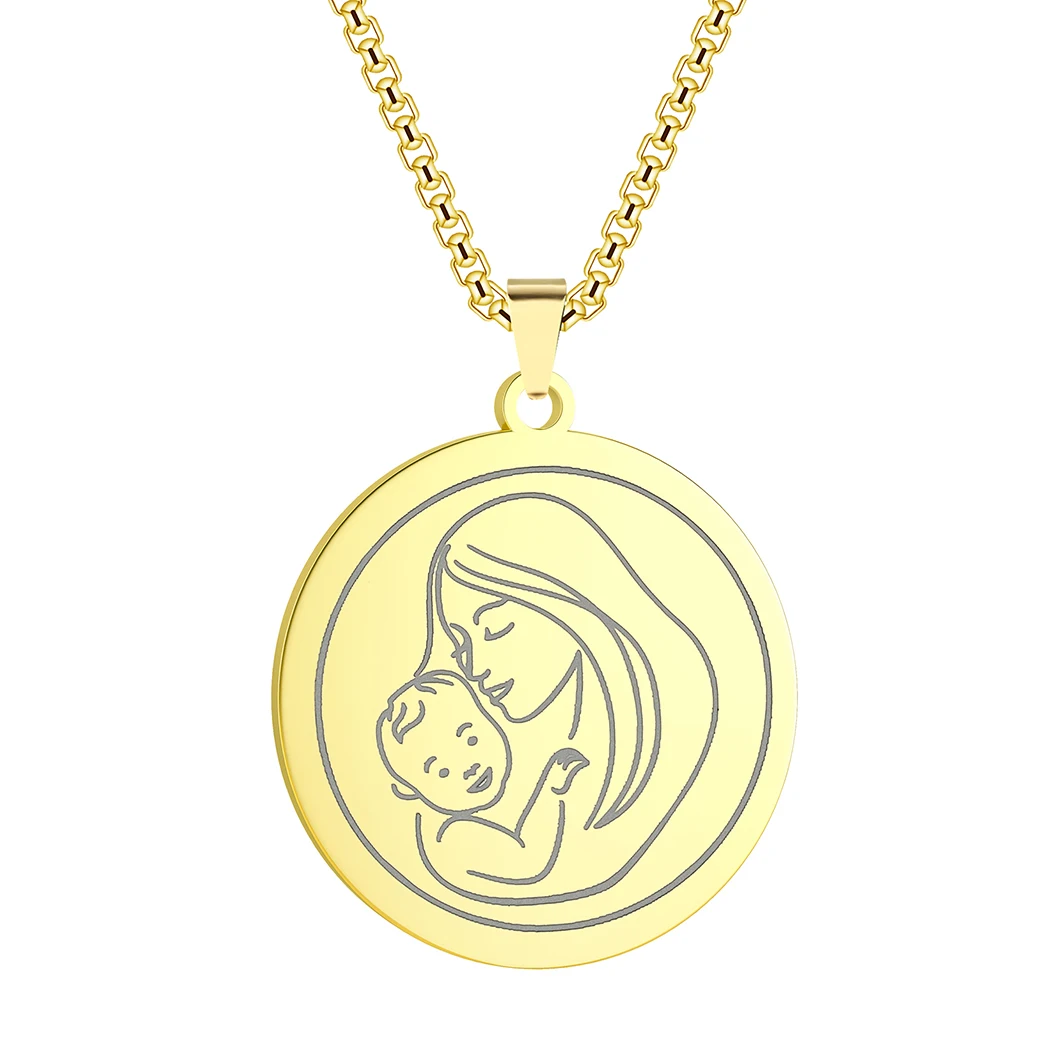 Lactancia sterling silver necklace | mother breastfeeding baby pendant