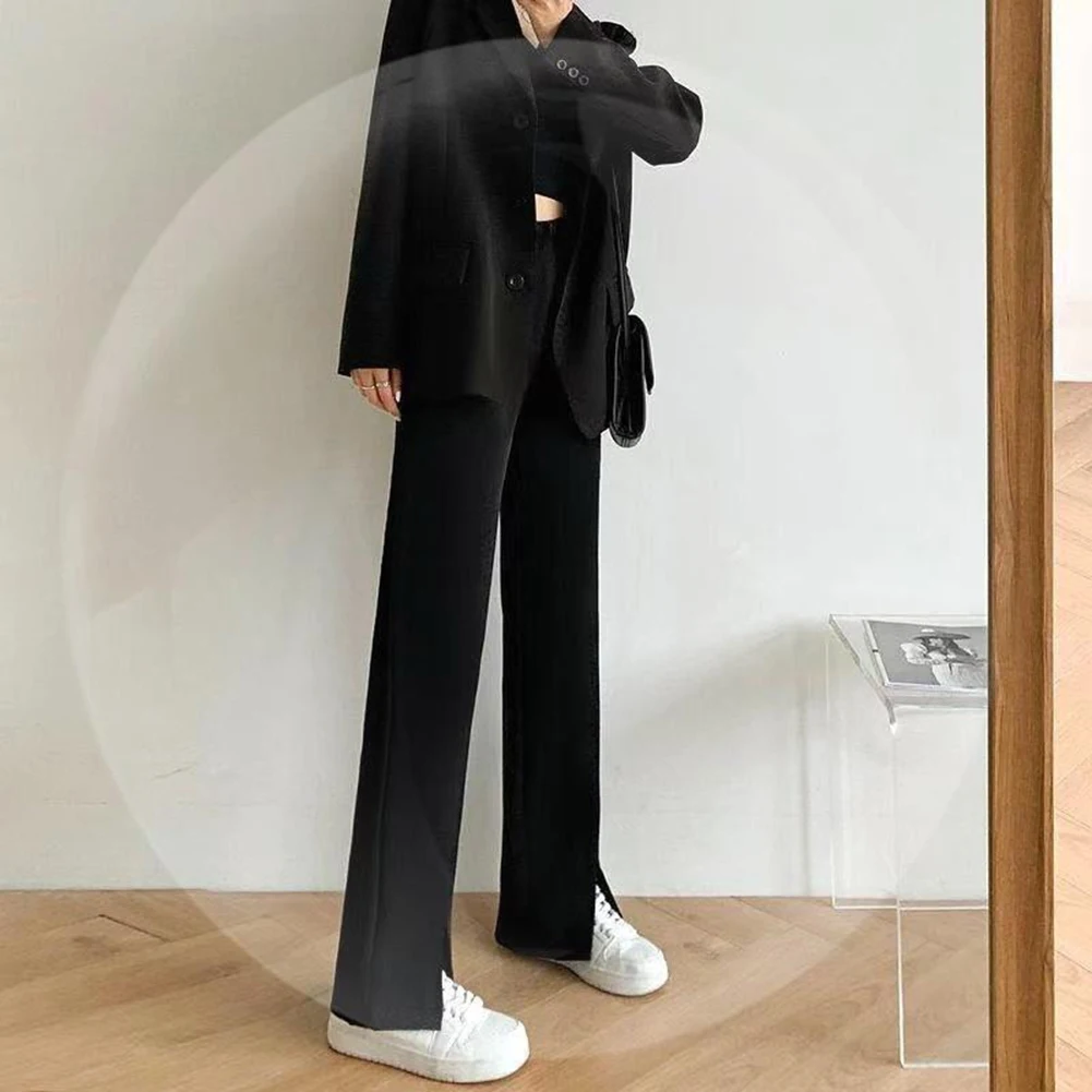 

Women Slit Wide Leg Pants Pants Ladies High Waist Fashion All Match Suit Pants