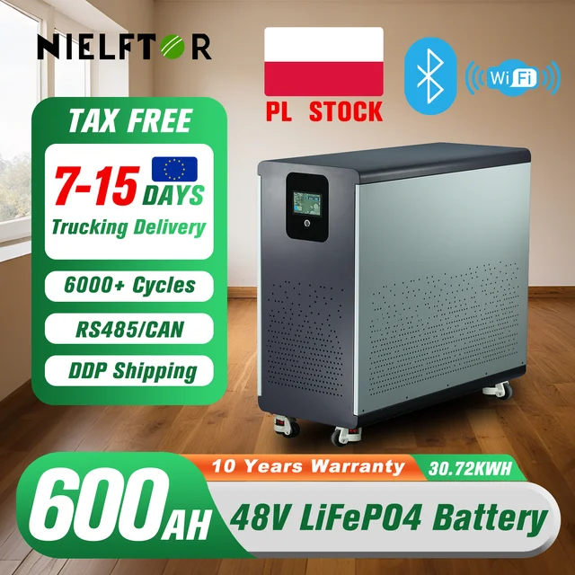 48V 600Ah LiFePO4 แบตเตอรี่ลิเธียม 30Kwh 100Ah 120Ah 200Ah 300Ah ในตัว 200A BMS 6000 + รอบสําหรับระบบพลังงานแสงอาทิตย์ EU PL สต็อก 1