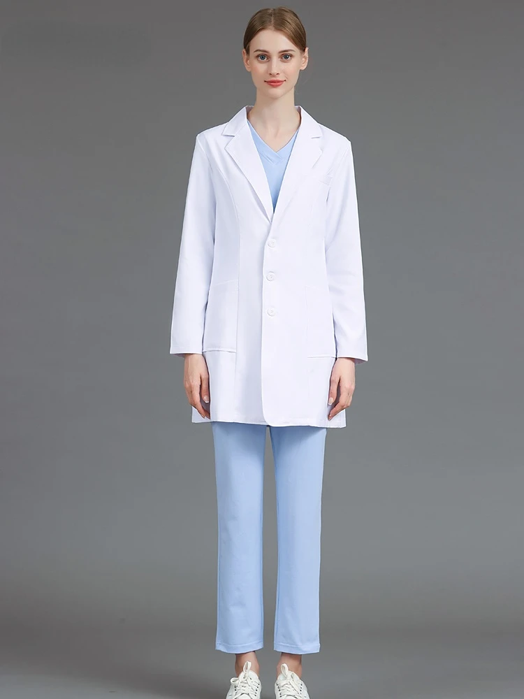 High-end anti-wrinkle chemistry lab white coat overalls female medical special medical student doctor long-sleeved division