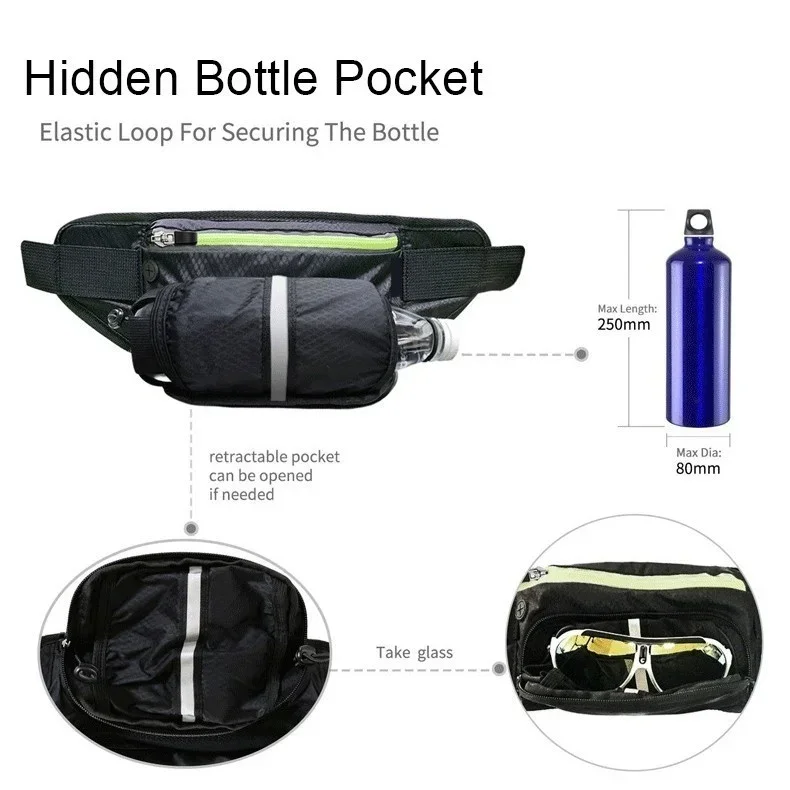 Sport Trail Running Belt Waist Bag Hydration Jogging Pouch Water Bottle Fanny Pack Men Women Gym Fitness Cycling Money Belt Bags 4