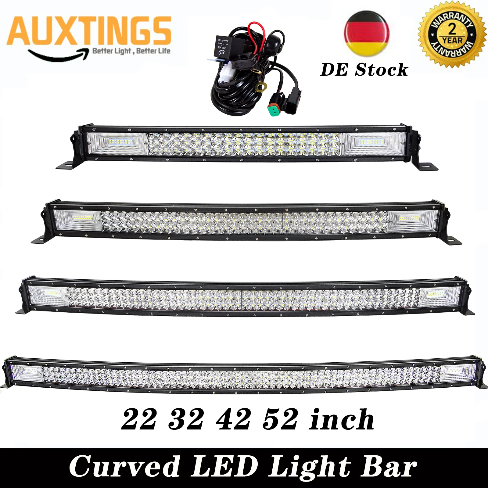 

7D 3-Row 22" 32" 42" 52" Curved LED Light Bar Offroad Led Bar Combo Beam Work Light Bar 12v 24v For 4x4 4WD SUV ATV Cars Boat