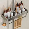 Bathroom Shower Head Holder Wall Mounted No Drilling Required Shampoo Organizer Rack Integrated Design Storage Shelf 2