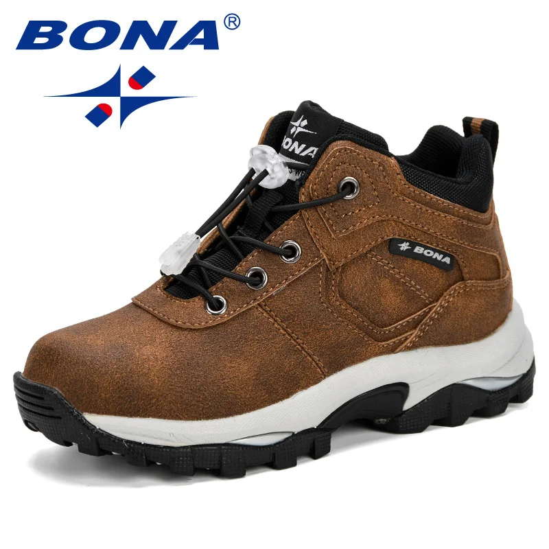 Kids Shoes BONA Ankle Boots Boys Children Motorcycle Hook and Loop Anti-slip Outdoor Hiking Boots Boy's Winter