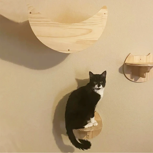 Wall cat climbing frame moon shape cat hammock wall tassel cat bed pedal cat climbing rest new favorite 6
