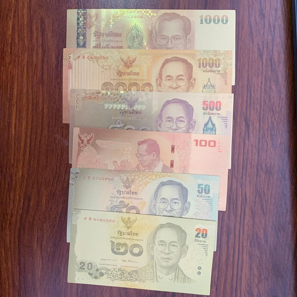 Description Picture 5 of item6Pcs/Lot Asian Currency Thai Gold Banknote set20.50.100.500.1000 Baht Money in 24k Gold Plated Banknote for Christmas Gifts
