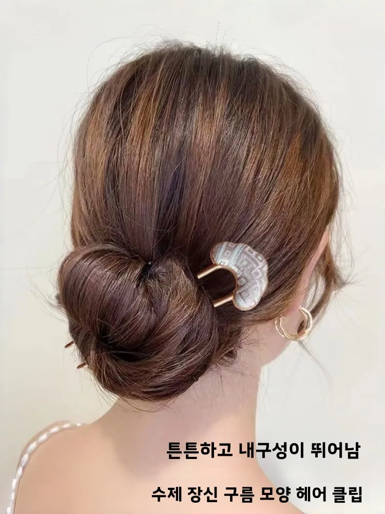 수제 구름 모양의 머리핀 여성용 헤어 스타일링 도구 우아한 Feifei 헤어 클립 전통 중국 스타일 꽃 패턴