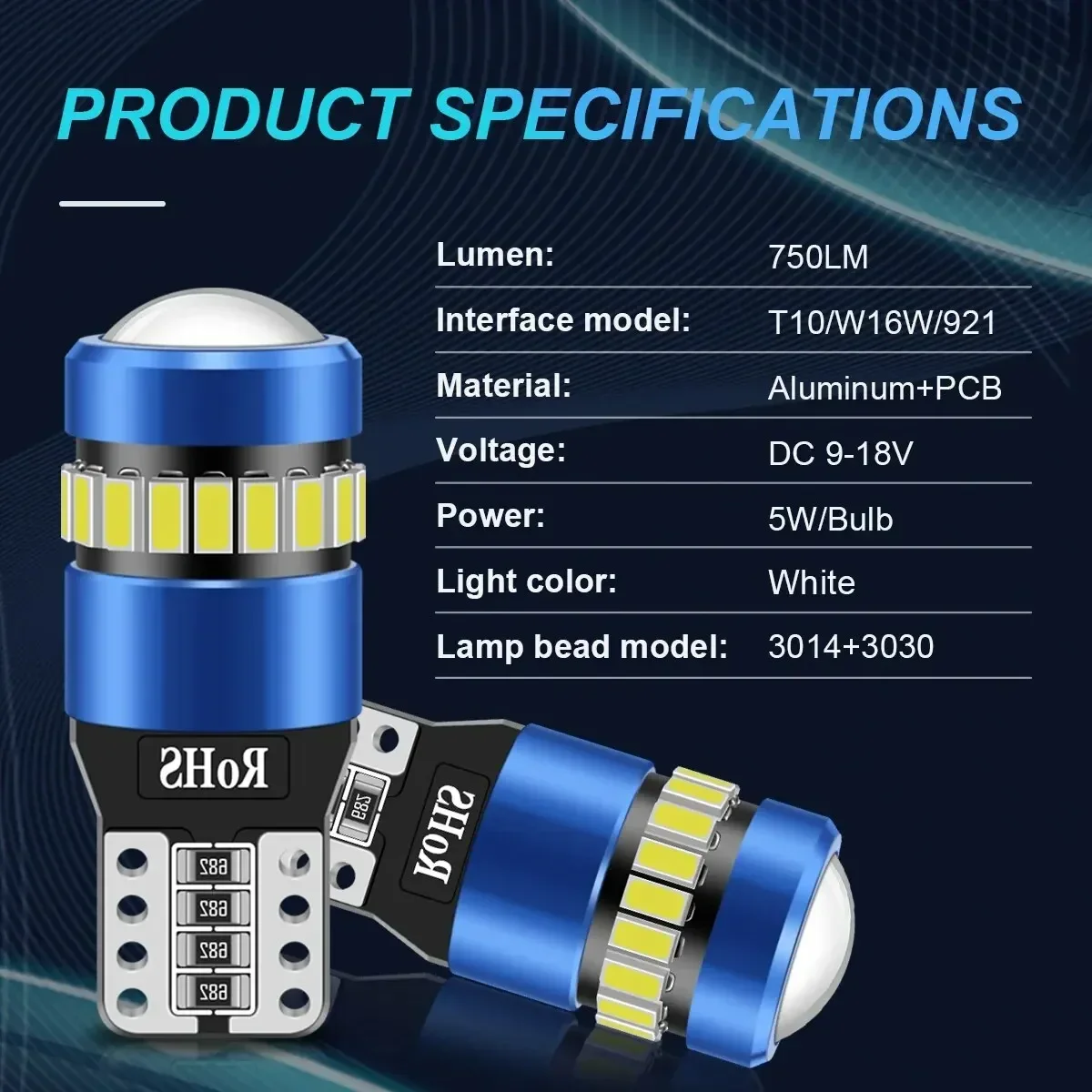 LupuAuto 2PCS T10 W5W LED No Error 12V Car Side Interior Lights 168 194 3030 SMD For BMW And Audi Super Bright Interior Light