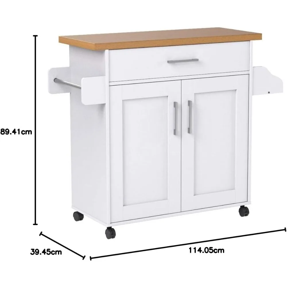 Kitchen Island with Spice Rack, Towel Rack & Drawer, 15.5 x 35.5-44.9 x 35.2 inches 3