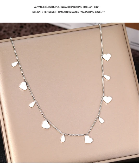 Romantic Water Drop Stainless Steel Pendant Male Choker Necklace Cute Heart  Mailbox Shape Trendy - Temu