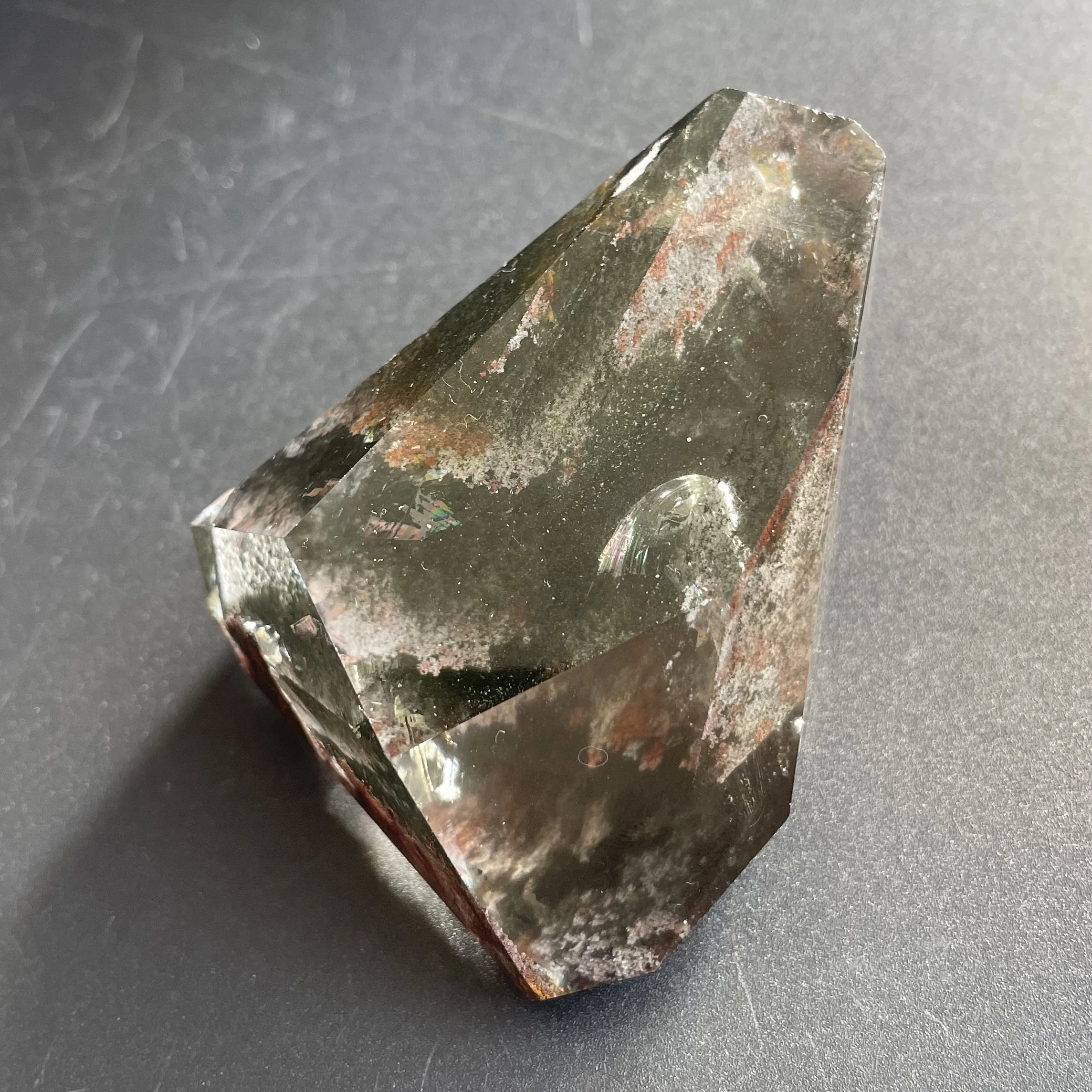 

185g Natural Green Phantom Free Form Crystal Rock Decoration Rough Polished Quartz Stone Healing Z896