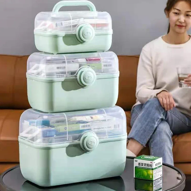 휴대용 응급처치 키트 대용량 가정상비약 정리함 상자, 응급 처치 키트, 약 보관 용기, 가족 비상용 상자