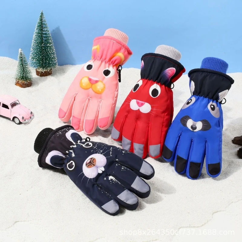 

Детские водонепроницаемые лыжные перчатки, зимние теплые перчатки, мультяшные перчатки для детей, лыжные D46A