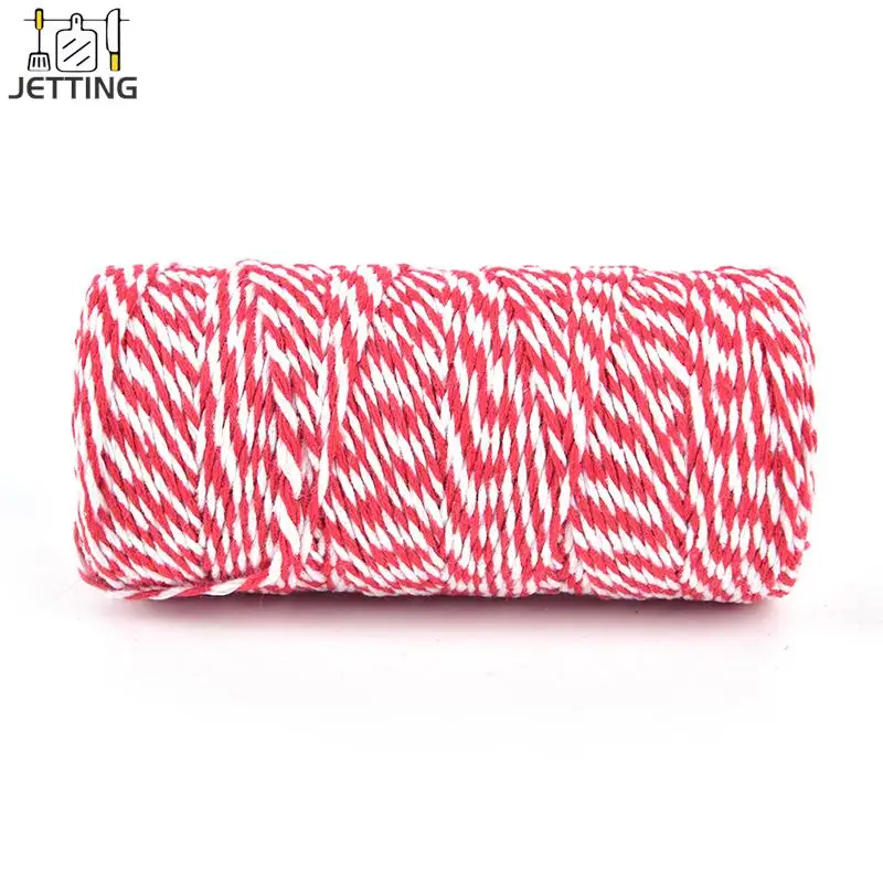 100 m/rotolo (rosso + bianco) panettieri di cotone spago corda corda di cotone corda di cotone bottiglia confezione regalo Decor Craft diametro 2mm