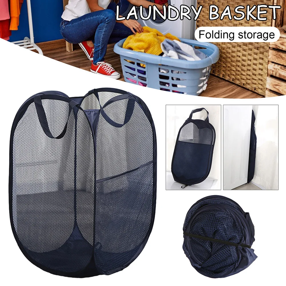 

Large Capacity Folding Laundry Basket For Bedroom Lightweight Bathroom Dirty Clothes Storage Bag Mesh Laundry Hamper Baskets New