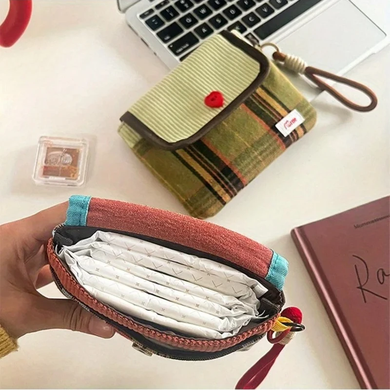 Data Cables Organizer Sanitary Pads Bag Large Capacity Contrast Color Cosmetic Bag Multipurpose Napkin Pouch Storage Bag Makeup