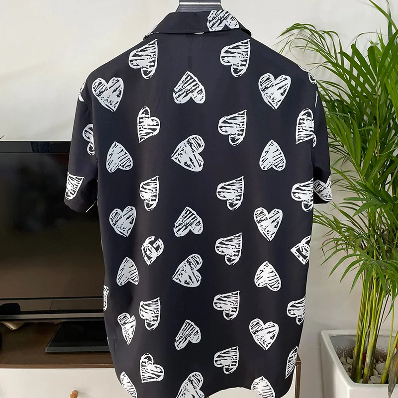 Luxury Royal Shirt Men Clothing Casual Short Sleeve Love Printed Mens Social Shirt Camisa Masculina Manga Longa Prom Party