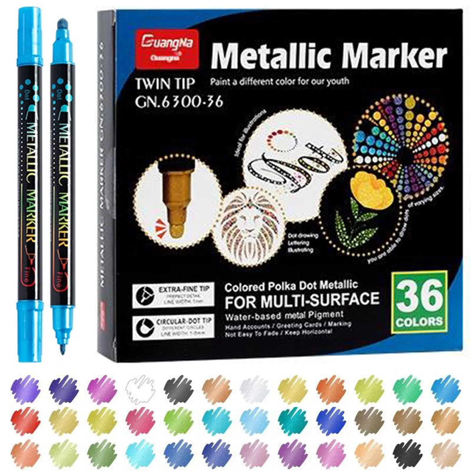 

12/24/36 Color Double Head Point Pen Acrylic Propylene Metal Marker Pen Hand Account Paintings Fine Arts Brush Set For Cardboard