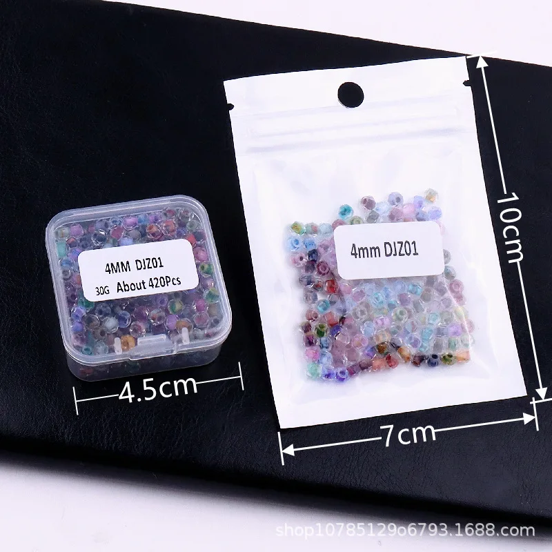 4mm 불꽃 마법 구슬 마름모 잉크 스머지 컷 유리 크리스탈 루즈 비즈 DIY 핸드메이드 비즈