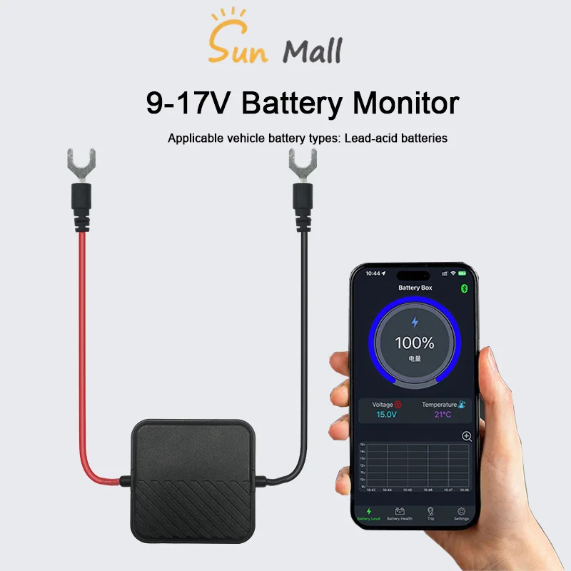 Wireless Bluetooth 12V Battery Health Monitor with App Integration