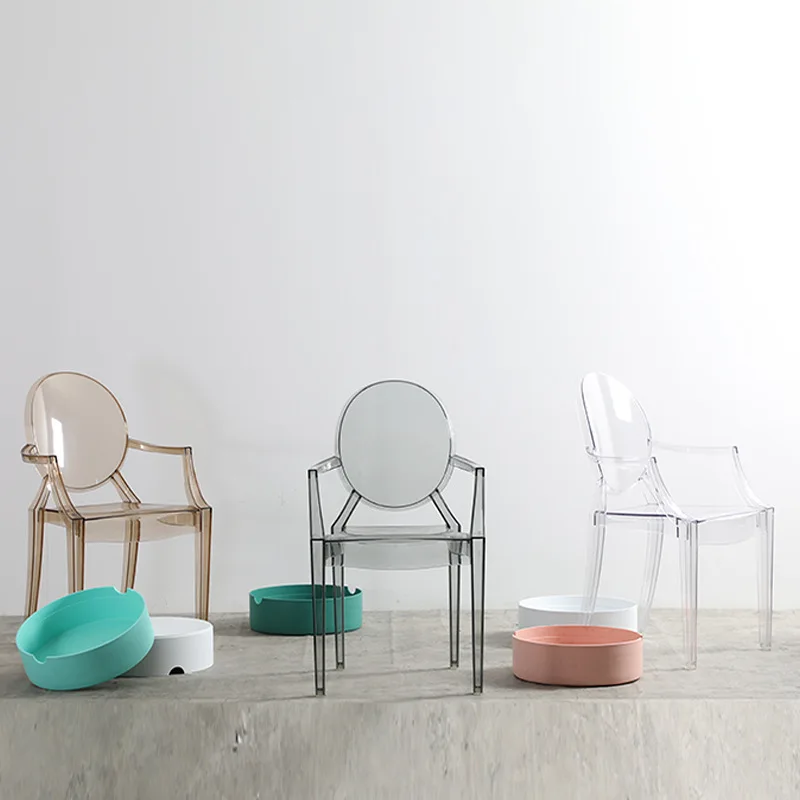 

Plastic Stackable Dining Chairs Transparent Simple Acrylic Safety Back Frames Quality Floor Chairs Elegant Moveis Home Furniture