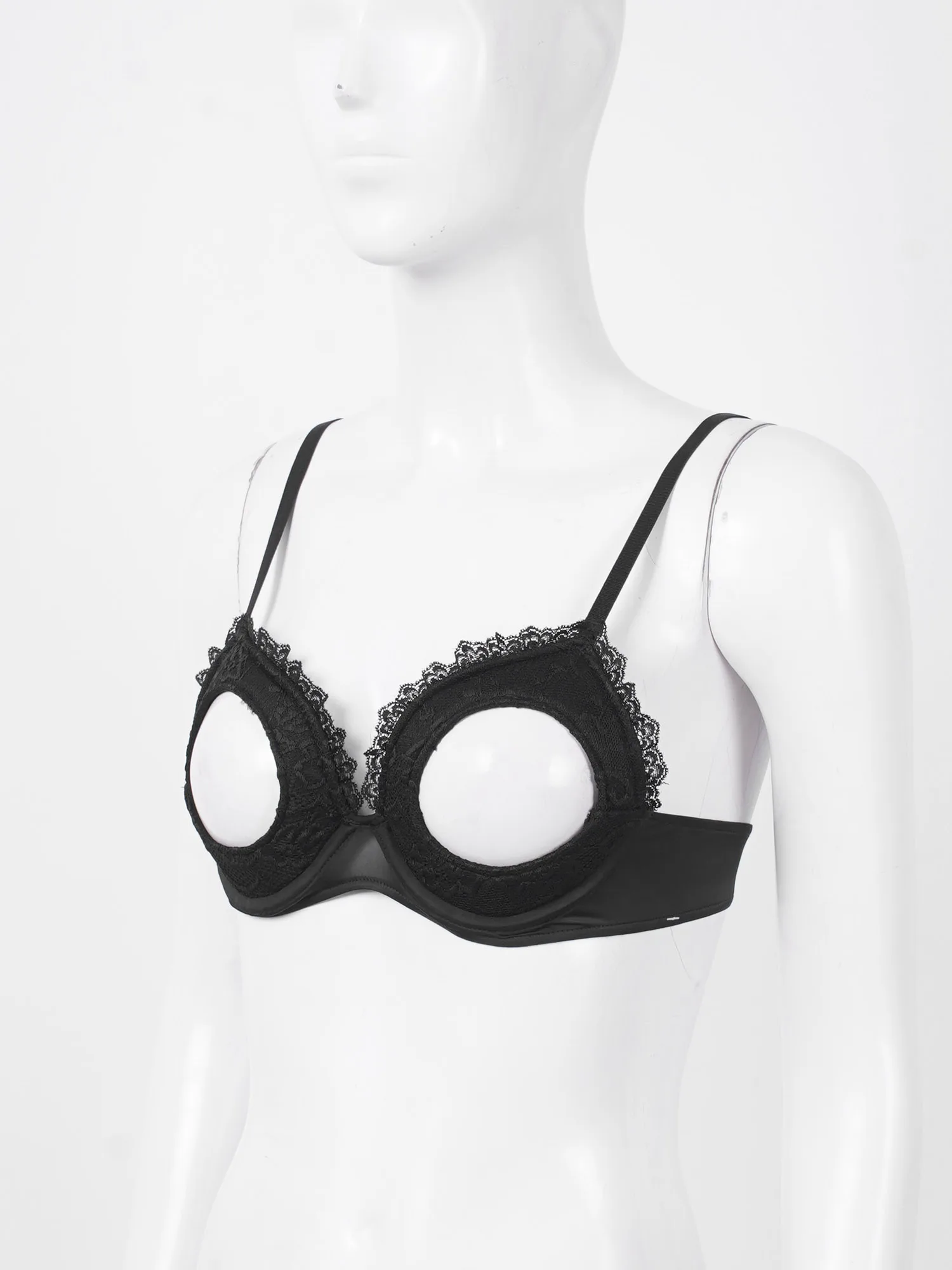 MSemis Women's Hollow Out Lingerie Open Cups Bra Push Up Underwire