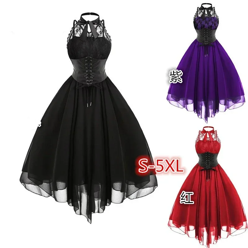 

Medieval Women Party Vintage Dress Retro Gothic Style Sexy Slim Lace Prom Evening Dresses Masquerade Carnival European Clothing