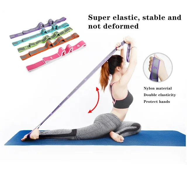 Yoga Pull Strap Belt Polyester Latex Elastic Latin Dance Stretching Band Loop Yoga Pilates Fitness Exercise Resistance Bands 2