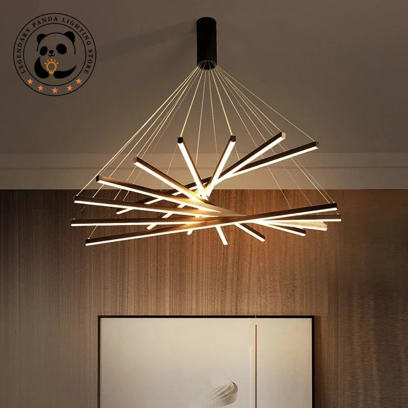 

Nordic Designers Remote Stair Chandelier Modern LED Ceiling Long Line Lamp for Hall Living Duplex Pendant Lights Indoor Fixtures