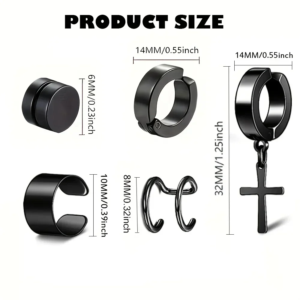 Stud earrings Magnetic earrings Ear accessories 2pcs Punk Mens Strong Magnet Magnetic Ear Stud Set Non Piercing Earrings Fake Cross Earrings Gift for Boyfriend Lover Jewelry