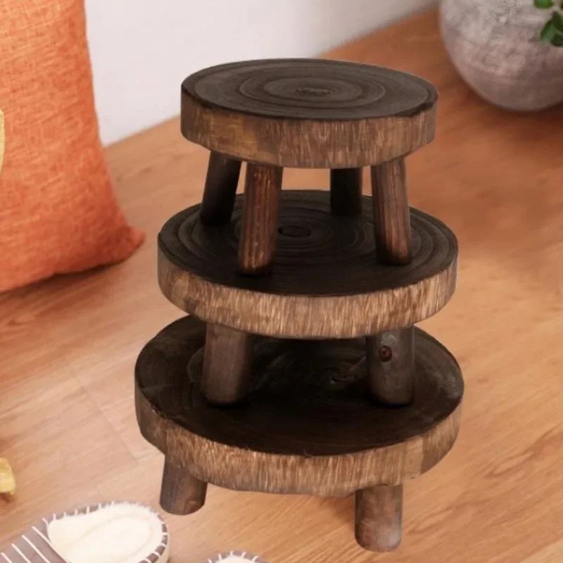Wooden Plant Stand Flower Pot Base Holder Stool Indoor Outdoor Garden Succulent Pots Tray Flower Display Plant Stand SmallStool plant stand plant pot rack flowerpot holder