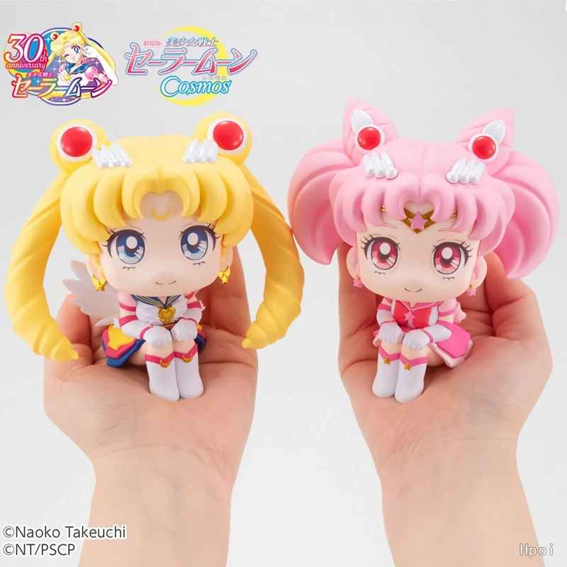 

10cm Anime Sailor Moon Tsukino Usagi Sailor Mini Moon Figure Kawaii Q Version Look Up Action Figure Collection Model Toys Gifts