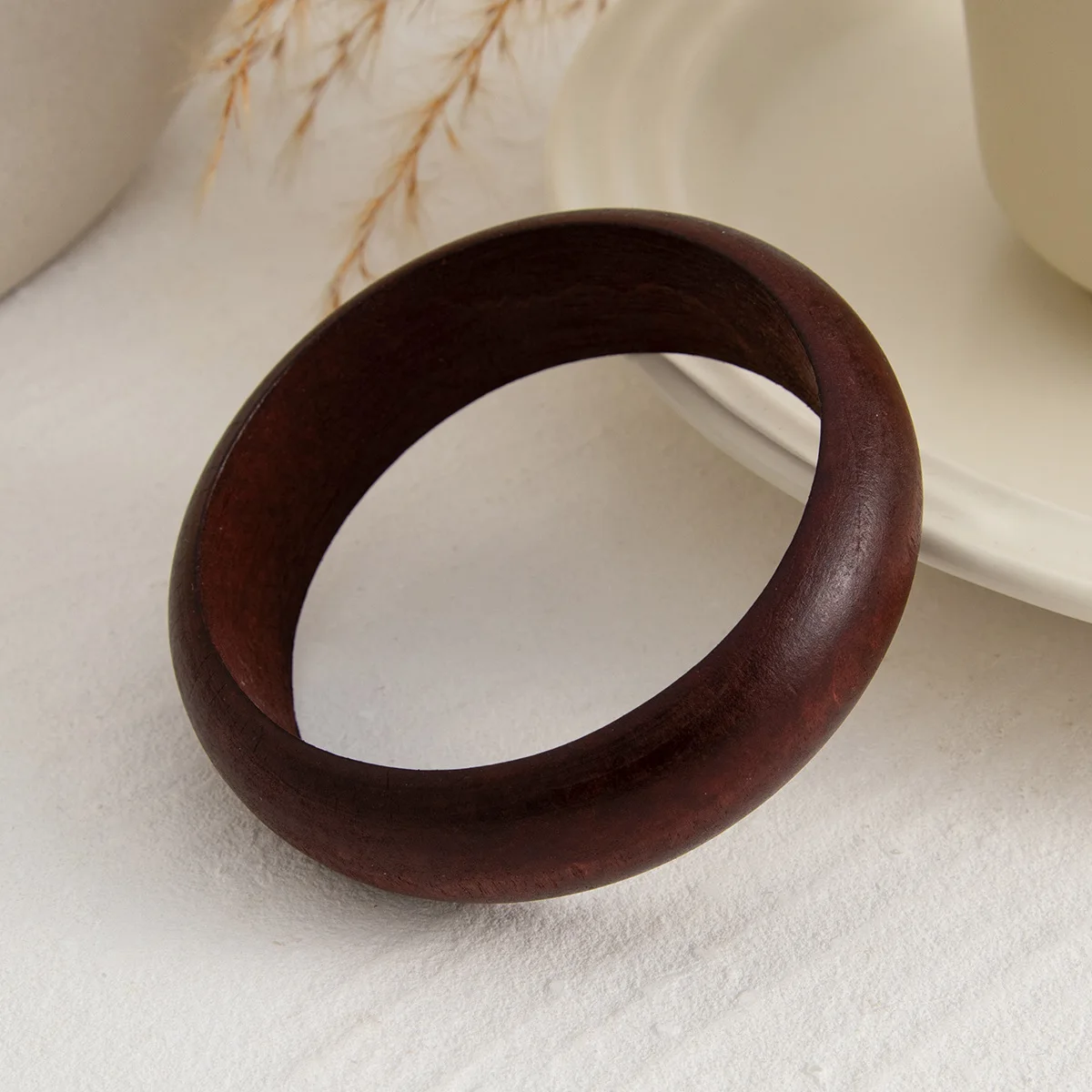Vintage Brown Irregular Acrylic Resin Chunky Wood Bangle For
