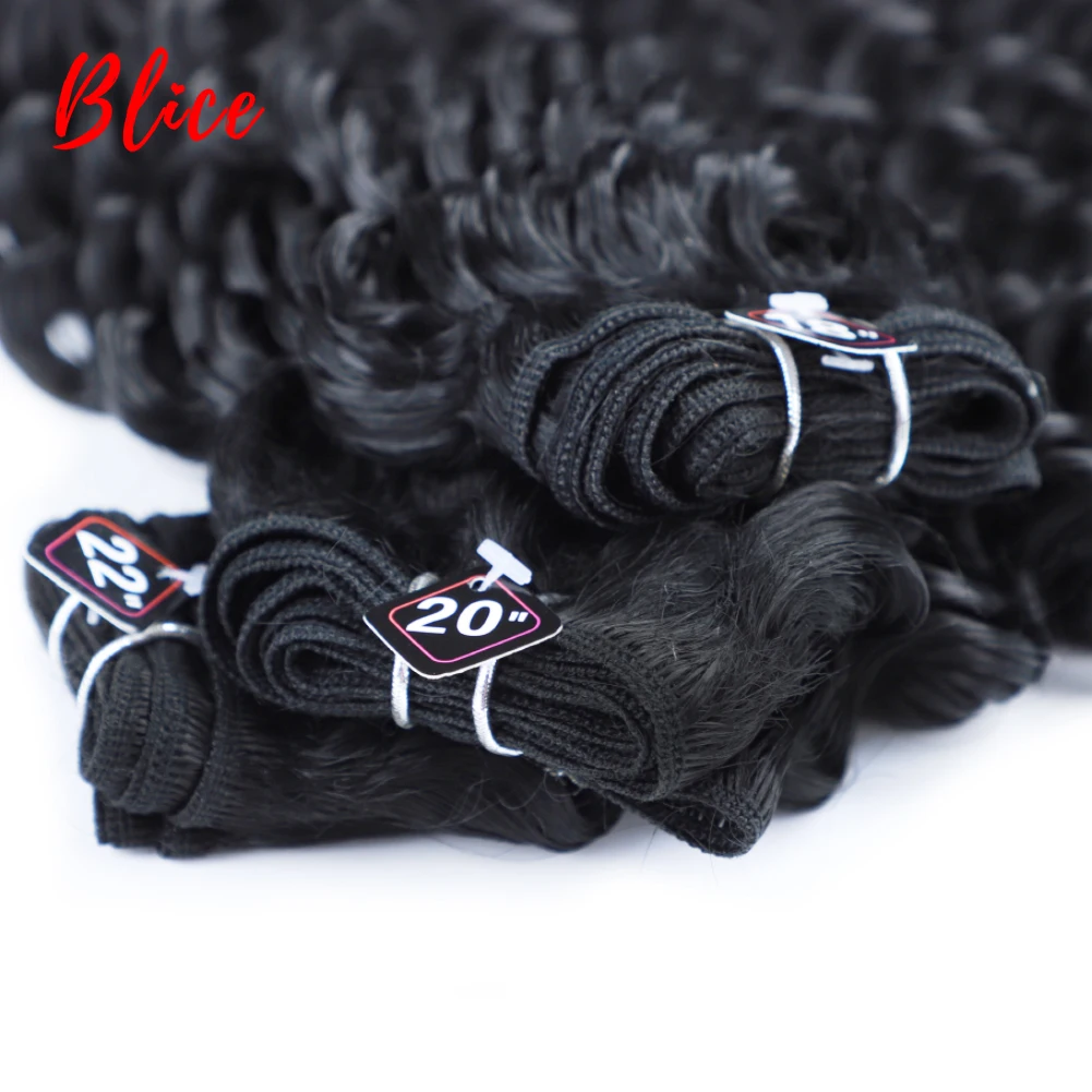 Blice Synthetic Hair Extension Deep Curly With Weft Weaving 1B# Black Water Wavy 3PCS/Lot Bundles 18"20"22Inch