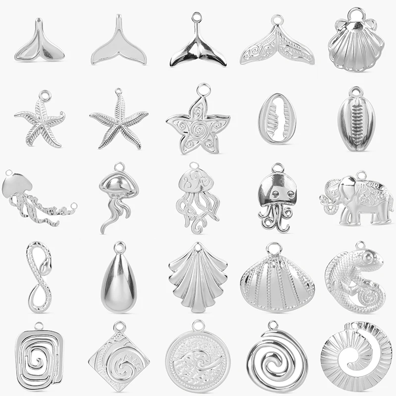 

6 шт., подвески из нержавеющей стали с морскими волнами