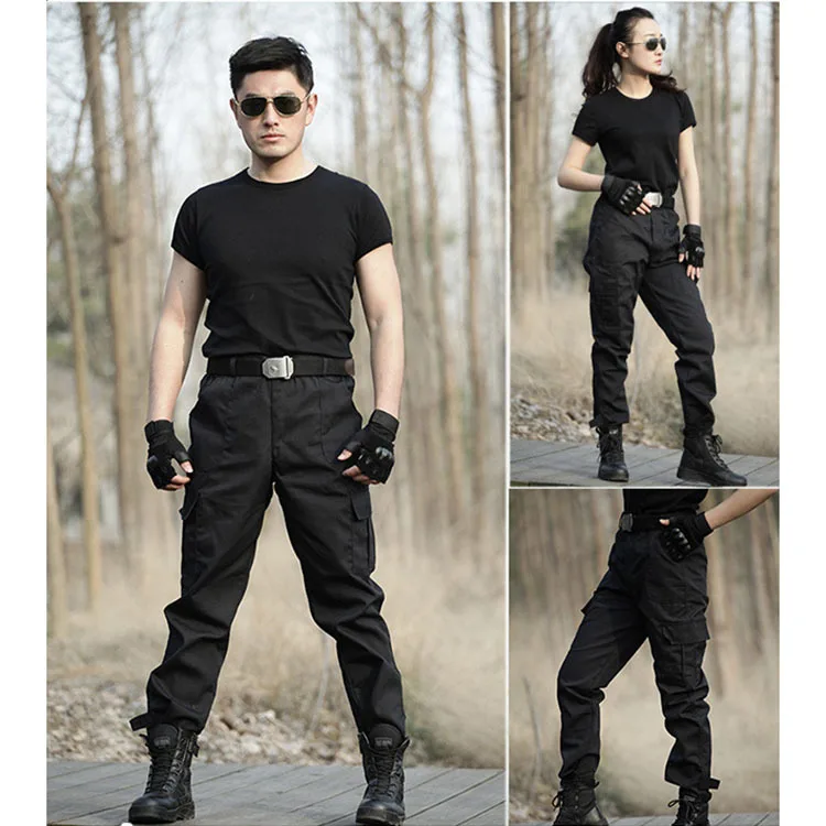 Black Utility Cargo Pants Sweatpants - Durable Work Trousers with