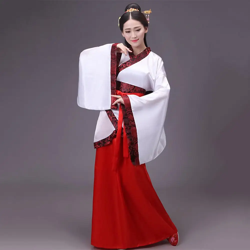 

Длинное платье Hanfu с длинными рукавами, Лоскутная юбка для выступлений, китайский костюм Тан, Чонсам в старинном стиле