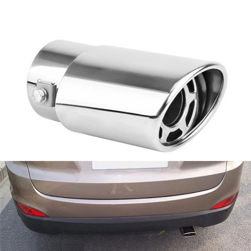 1pc Stainless Steel Chrome Car Tail Exhaust Pipe Rear Round Exhaust Muffler Pipes Tip Universal car exhaust tail pipe
