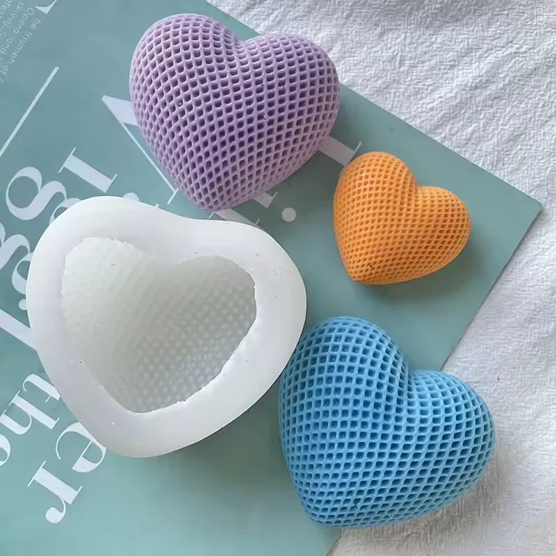 Silicone Mold 3D Woven Love Heart Diy Handmade Heart-shaped Candle Soap Plaster Cake Chocolate Baking Tool Valentine's Day Gift